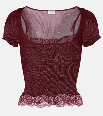 Saint Laurent Scalloped silk satin top