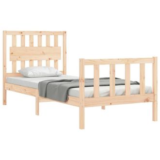 Berkfield Home Beautiful Bed Frame with Headboard Single Solid Wood in Light Brown