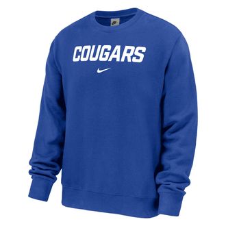 Nike BYU Cougars Club Fleece Nike Mens NCAA Pullover Crew-Neck Sweatshirt in Blue | M33234P826BGYU-RYL