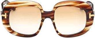 Tom Ford Icon 53mm Gradient Round Sunglasses in Brown Yellow /Grad Amber at Nordstrom