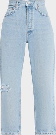 A Gold E 90s Crop Mid-Rise Loose Straight Jeans