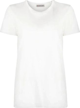 Moncler Katoenen T-shirt - Dames - T-shirts - Wit - L - Katoen - Tops