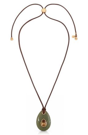 Ettika Teardrop Cord Pendant Necklace in Olive at Nordstrom