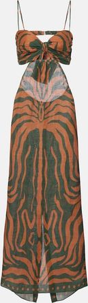 Johanna Ortiz Printed cutout linen maxi dress