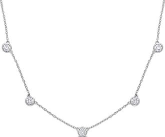 Mimi & Max 2 1/4 CT DEW Created Moissanite Yard Necklace in Sterling Silver