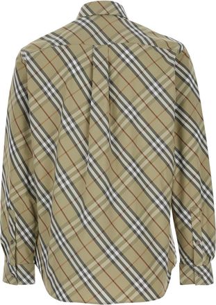 Burberry Mens Shirt Pointed Collar Beige Cotton