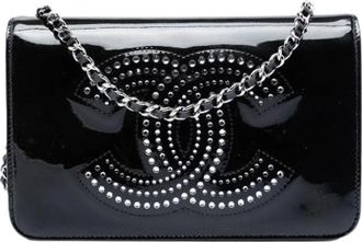 Chanel Pre-owned Wallet on Chain - Dames - Vintage Schoudertas - Zwart - ONE Size - Leer - Vintage
