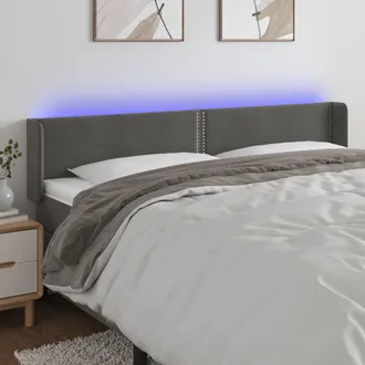 vidaXL Cabecero Con Led De Terciopelo Gris Oscuro 183x16x78/88 Cm Vidaxl