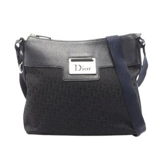 Dior Pre-owned Cross Body Bags, female, Black, Size: ONE SIZE Pre-owned Canvas Leather Trotter Shoulder Bag