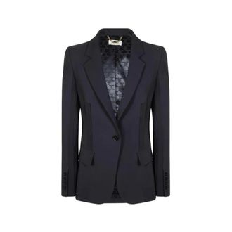 Elisabetta Franchi Blazers, female, Black, Size: S Double Layer Stretch Crepe Jacket