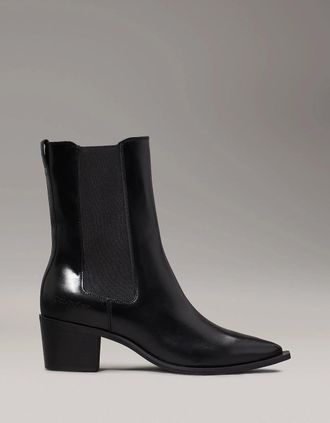 Calvin Klein Womens Calvin Klein HEEL Womens Cowboy Boots Ck Black - Size: 6.5