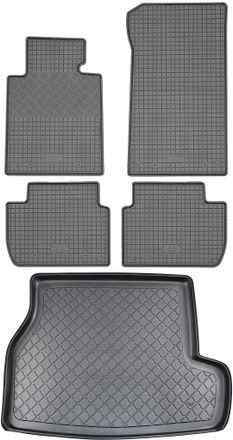 OEM Bmw Serie 3 E46 Touring Kombi (5 Puertas) De 1998 A Agosto De 2005. Juego - Alfombrillas De Goma Para Coche + Alfombrilla Para Maletero