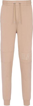 Balmain Ge&euml;mbosseerde Logo Joggingbroek - Heren - Sweatpants - Beige - M - Katoen - Broeken