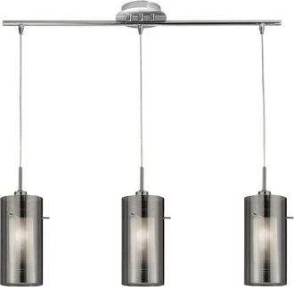 Searchlight Duo 2 - L&aacute;mpara Colgante De Techo De 3 Luces, Cromada, Barra De Vidrio Ahumado, E14 - Searchlight