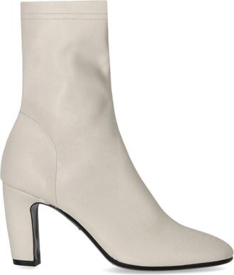 Strategia Witte Enkellaars met Hak - Dames - Laarzen met Hak - Wit - 39 EU - Leer - Schoenen