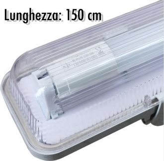 Trade Shop Trade Shop Traesio - Plafoniera Stagna Completa Di Tubo Neon a Led 150cm Per Soffitto a Parete Ip65