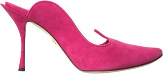 Dolce & Gabbana Roze Su&egrave;de Slingback Muiltjes - Dames - Muiltjes - Roze - 39 EU - Su&egrave;de - Schoenen
