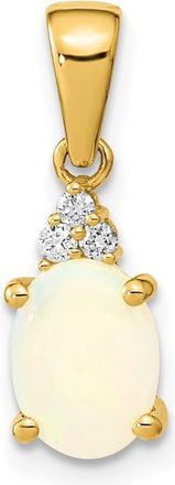 Diamond2Deal 14k Yellow Gold Austrian Opal and Diamond Pendant