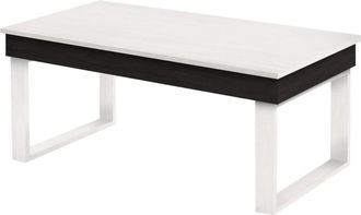 HOGAR 24 Mesa Centro Elevable Madera Maciza Acabado Negro y Blanco