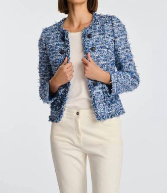 Weill Fringe Tweed Catalyna Jean Jacket In Blue