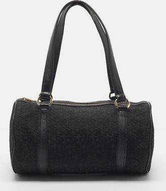 DKNY Dkny Black Monogram Jacquard Canvas Boston Bag