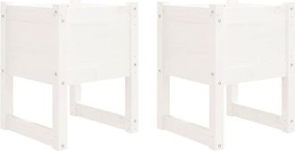 vidaXL Planters 2 pcs White 40x40x52.5 cm Solid Wood Pine Vidaxl