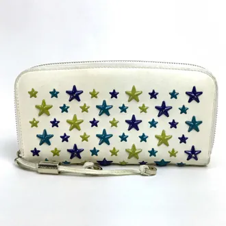 Jimmy Choo London Multi-Color Off-White Leather Long Wallet (Bi-Fold) (Pre-Owned)