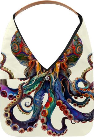 Generic Sea Octopus Colorful (3) Reusable Lightweight Grocery Bags - Foldable Into Compact Pouch, Washable & Sturdy, Multipurpose for Shopping and Travel