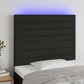 vidaXL Cabecero Con Luces Led Tela Negro 100x5x118/128 Cm Vidaxl