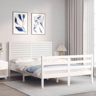 Berkfield Home Beautiful Bed Frame with Headboard White 140x200 cm Solid Wood