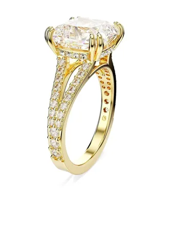 Swarovski Stilla crystal-embellished ring - women - Swarovski Crystal Pearl/Metal - 52 - Gold