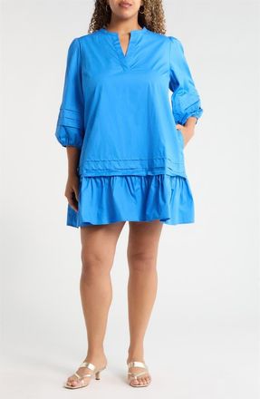 Sugarlips Velma Ruffle Cotton Shift Dress in Cobalt at Nordstrom, Size 1 X