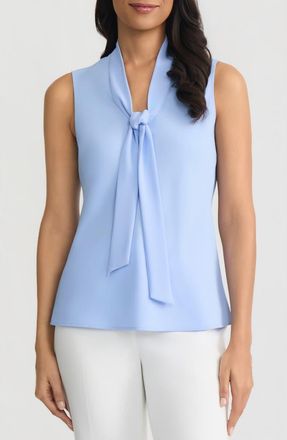 Kasper Sleeveless Tie Front Top in Paris Bleu at Nordstrom, Size X-Large
