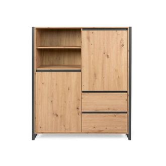 Finori Argonauta - Aparador Alto 2 Puertas 2 Cajones 120 Cm - Acabado Madera Clara