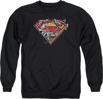 Gildan Superman Breaking Chain Logo Adult Crewneck Sweatshirt