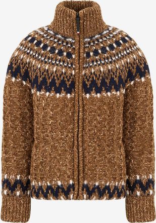 Moncler Jacquard-Strick-Daunenjacke mit Stehkragen Indren