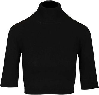Max Mara Stretch Viscose Crop Turtleneck