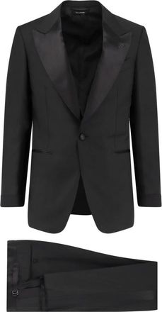 Tom Ford Single-breasted pak - Heren - Business pakken - Zwart - M - Satijn - Kostuums