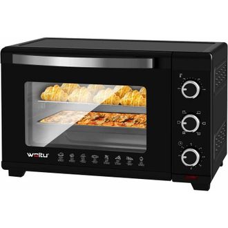 Woltu Forno Elettrico Fornetto per Pizza con Girarrosto. Capacit&agrave; 32 Litri. Potenza 1600 W. Timer 60. Temperatura Regolabile. Nero
