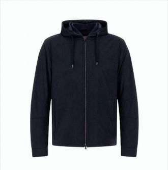 Herno Hooded Resort Jacket In Melange Suede