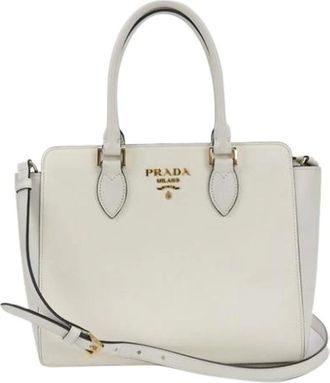 Prada Pre-owned Handbags, female, White, Size: ONE SIZE Pre-owned Leather Handbag