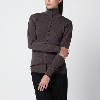 Christophe Lemaire Top con bottoni color ecorce in lana