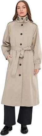 Avec Les Filles Funnel Neck Maxi Trench Womens Coat Sage : MD, Cotton/Polyester/Spandex