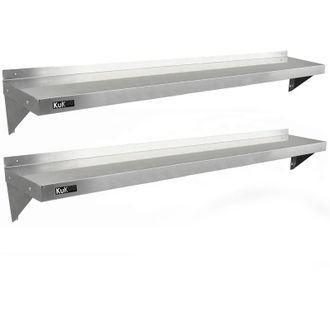 MonsterShop 2 x KuKoo Stainless Steel Shelves 1940mm x 300mm in Silver