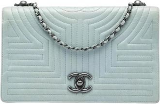 Chanel Pre-owned Flap Bag - Dames - Vintage Schoudertas - Blauw - ONE Size - Leer - Vintage