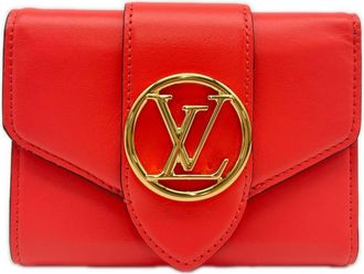 Louis Vuitton Blue Pink Leather Wallet (Tri-Fold) (Pre-Owned)
