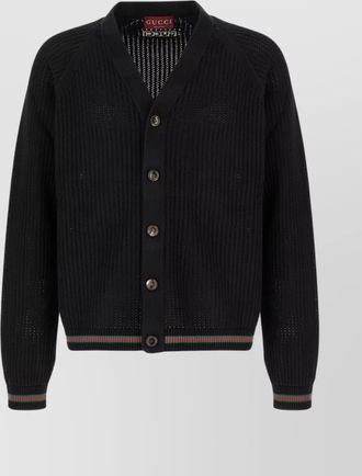 Gucci knitwear v neck striped cuffs