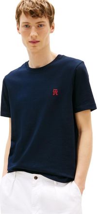 Tommy Hilfiger Mens Short Sleeve Cotton Graphic T-Shirts with Embroidered Monogram Logo, Desert Sky, XL