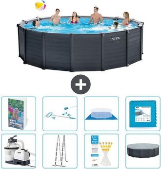 Intex Piscina Graphite Panel Redonda - 478x124 Cm - 9-piezas S539