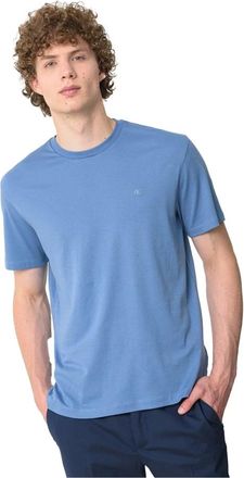 Calvin Klein Blauw T-shirt met korte mouwen en geborduurd logo - Heren - T-shirts - Blauw - XL - Katoen - Tops